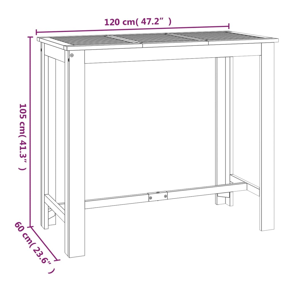 Garden Bar Set | Natural Wood | Solid Acacia Wood | For 4 people