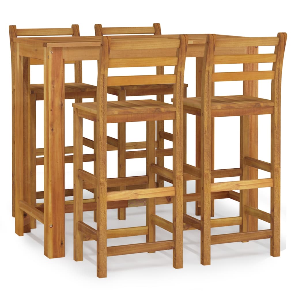 Garden Bar Set | Natural Wood | Solid Acacia Wood | 5 Piece Set | Tough