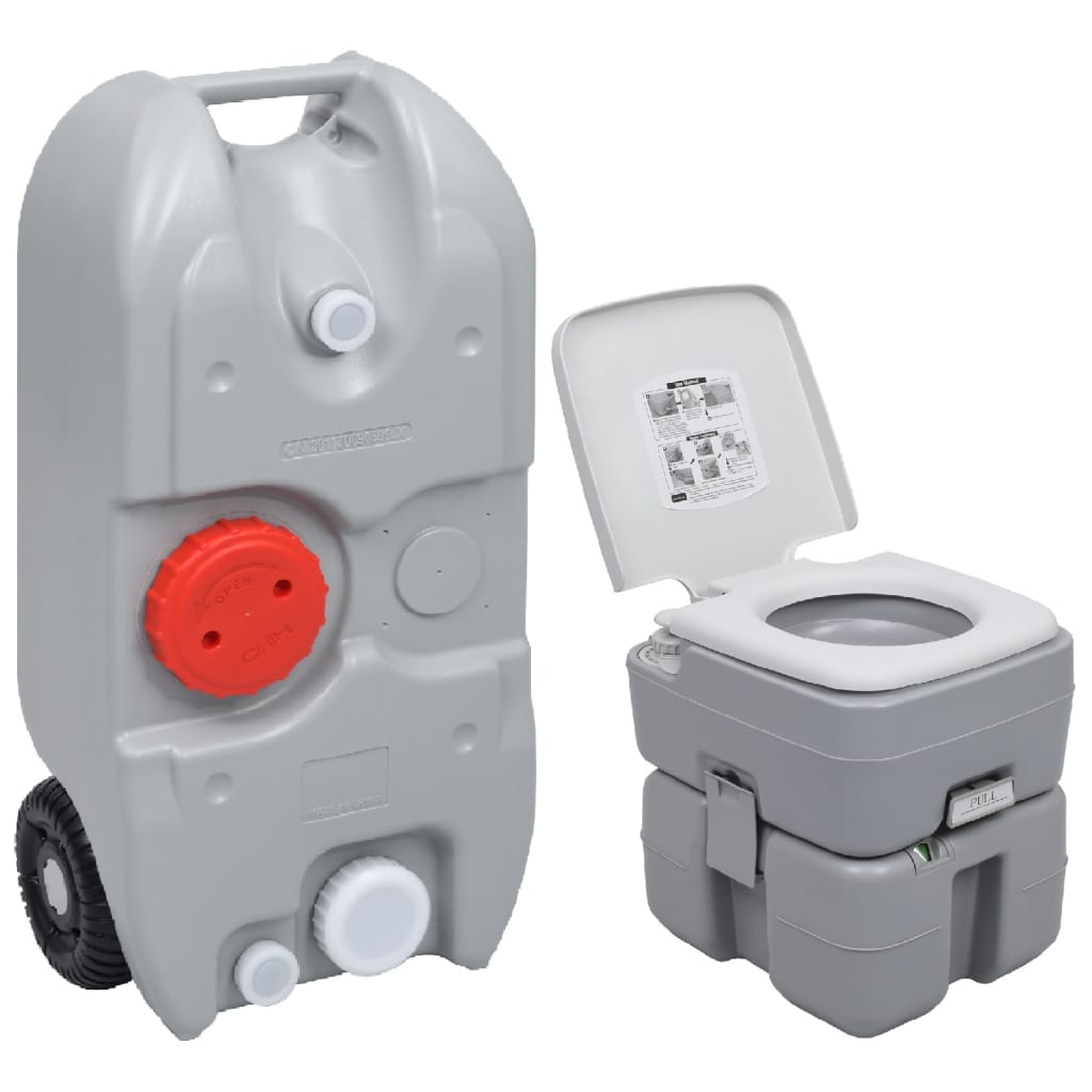 vidaXL Portable Camping Toilet and Water Tank Set