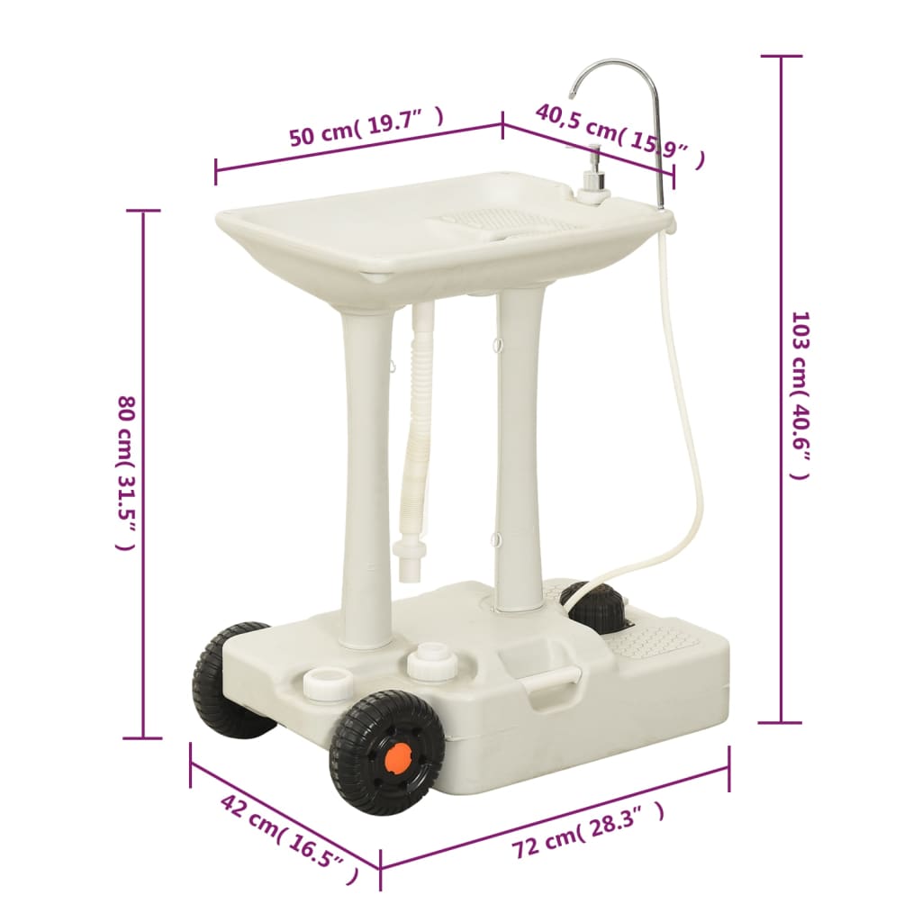 vidaXL Portable Camping Handwash Stand and Water Tank Set