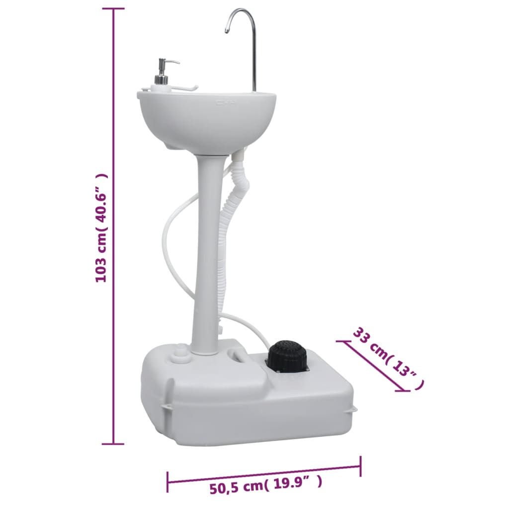 vidaXL Portable Camping Toilet and Handwash Stand Set with Water Tank