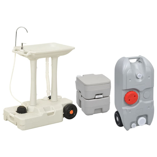 vidaXL Portable Camping Toilet and Handwash Stand Set with Water Tank