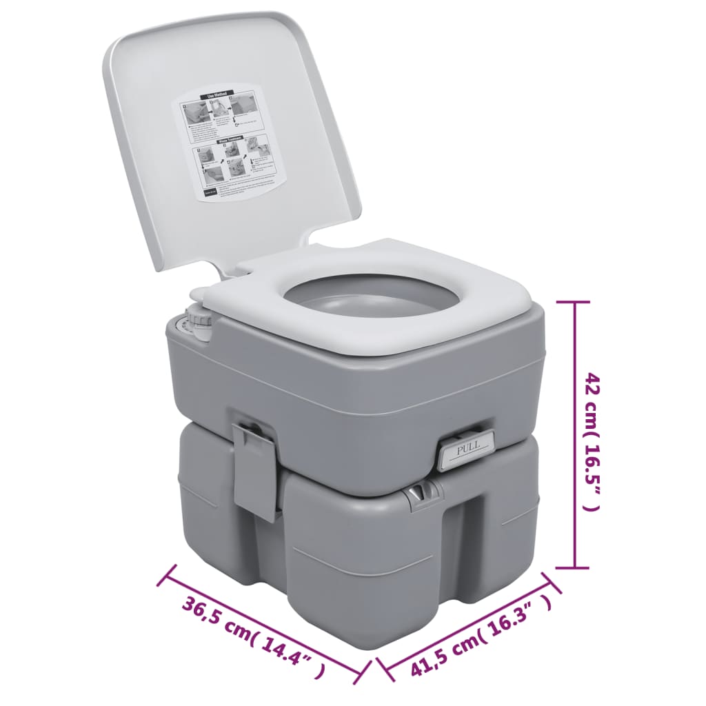 vidaXL Portable Camping Toilet and Handwash Stand Set with Water Tank