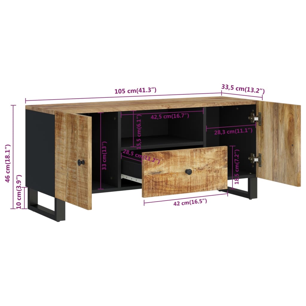 TV Cabinet 105x33,5x46 cm Solid Wood Mango&Engineered Wood