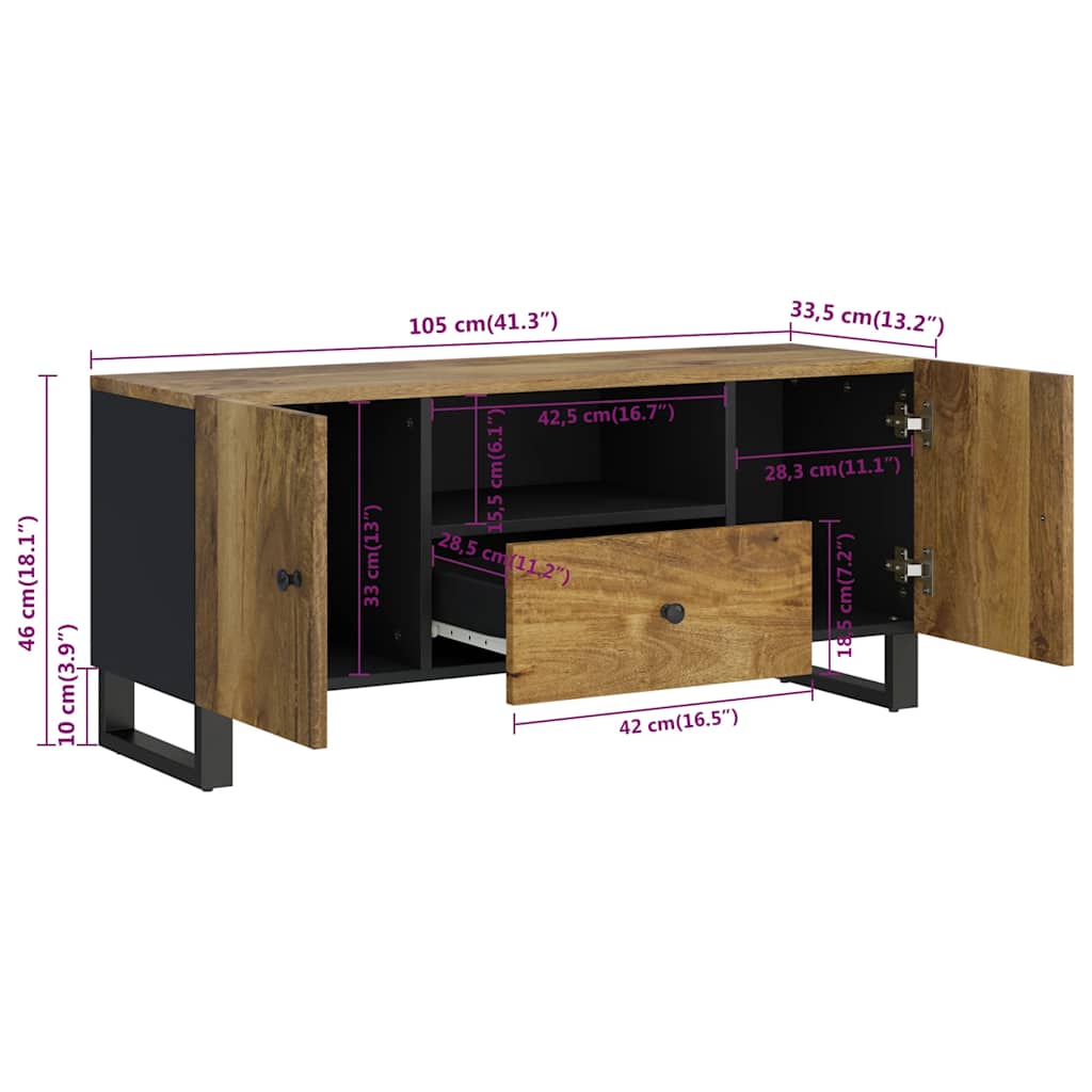 TV Cabinet 105x33,5x46 cm Solid Wood Mango&Engineered Wood