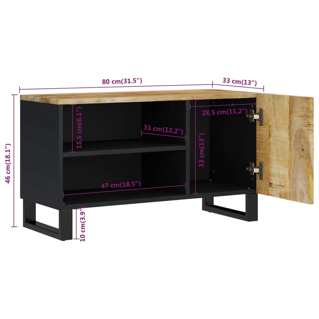 TV Cabinet 80x33x46 cm Solid Wood Mango&Engineered Wood