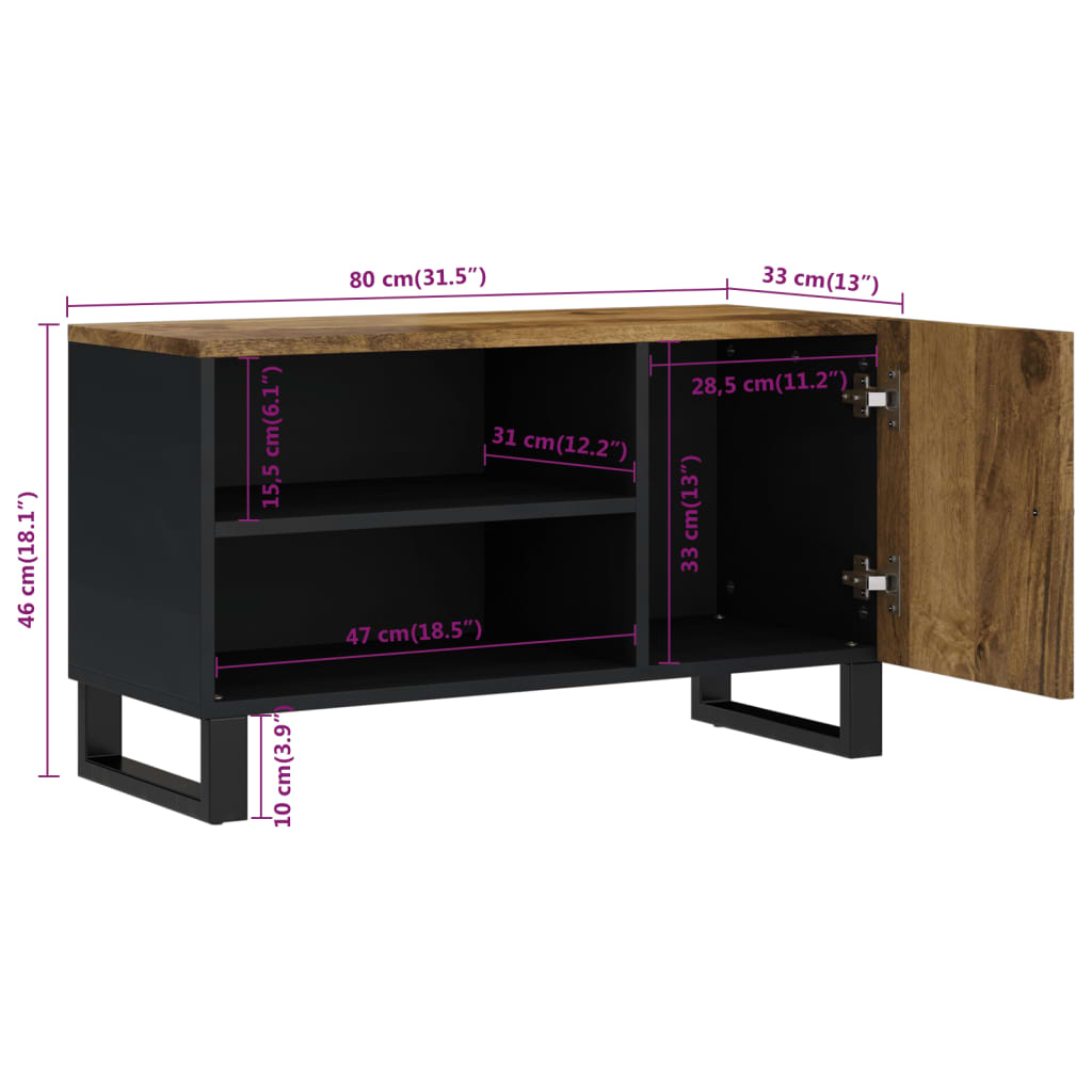 TV Cabinet 80x33x46 cm Solid Wood Mango&Engineered Wood