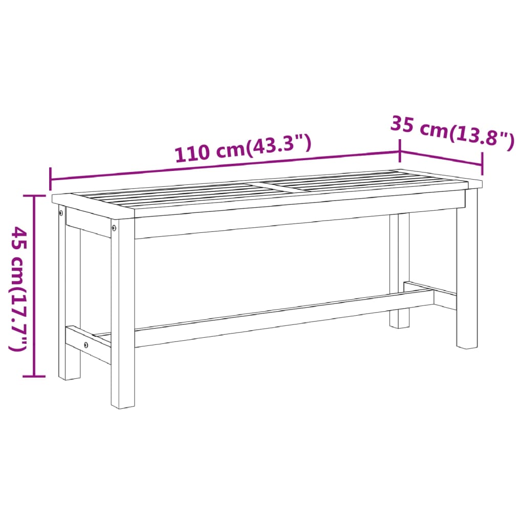 vidaXL Garden Bench 110x35x45 cm Solid Wood Acacia