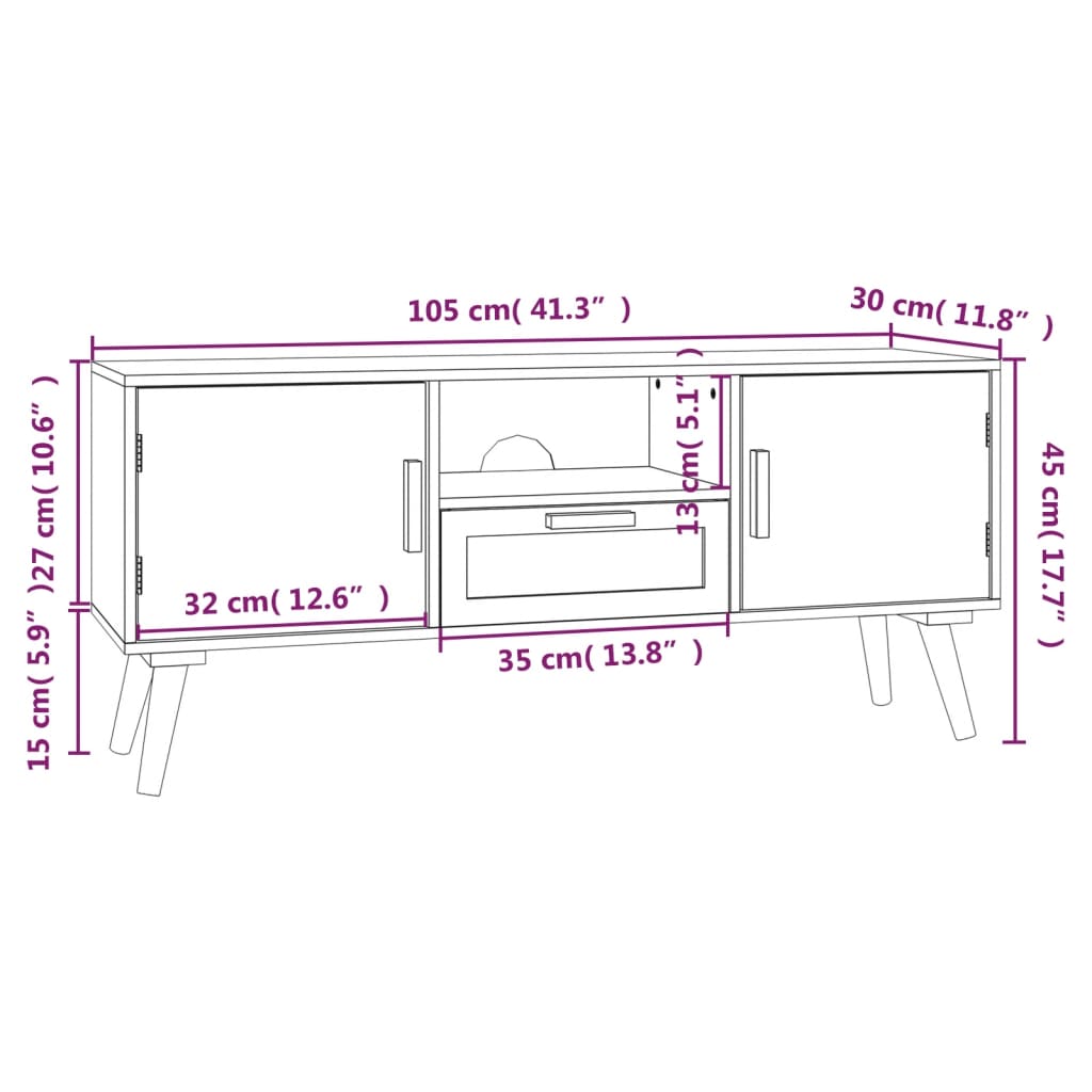 vidaXL TV Cabinet with Doors 105x30x45 cm Engineered Wood