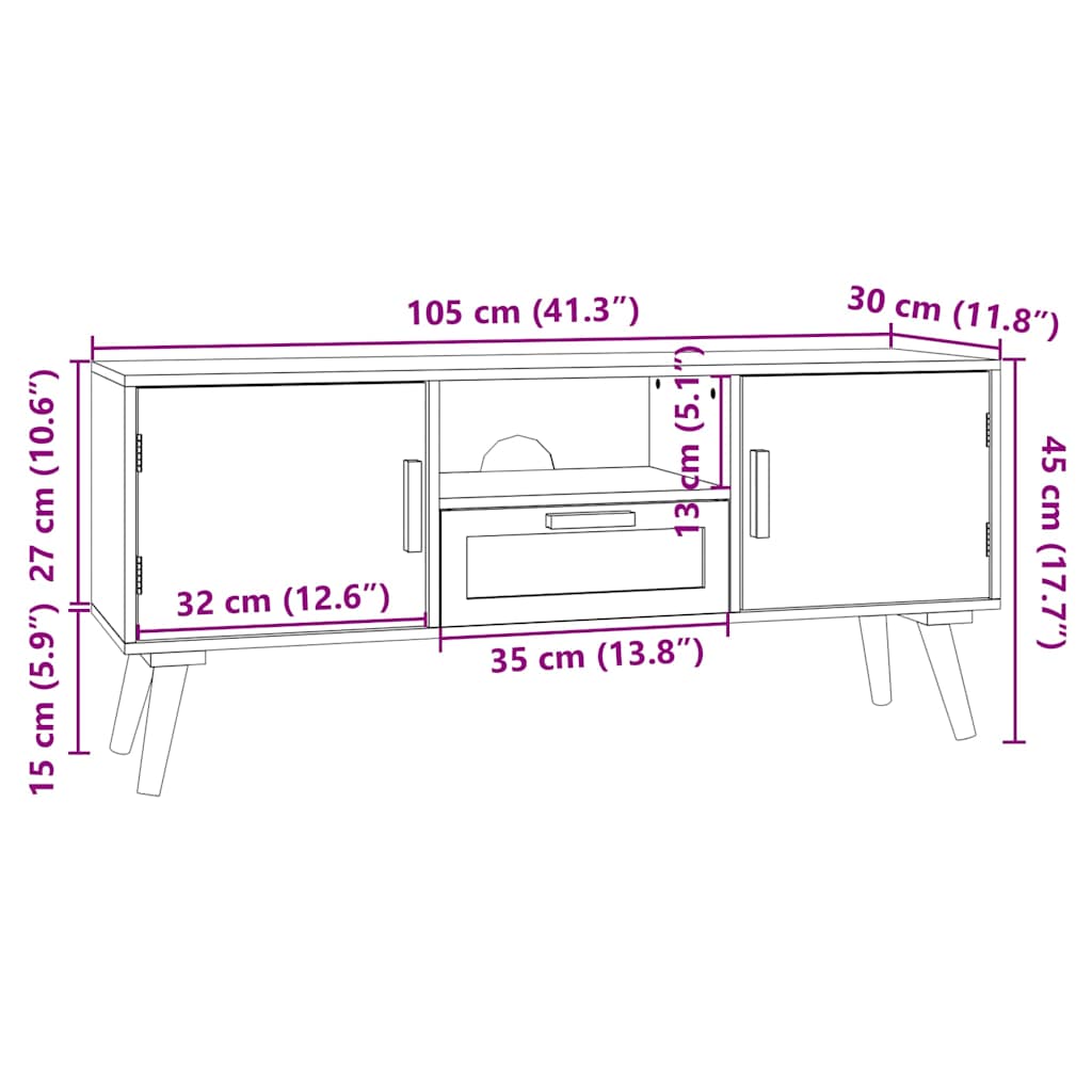 vidaXL TV Cabinet with Doors 105x30x45 cm Engineered Wood