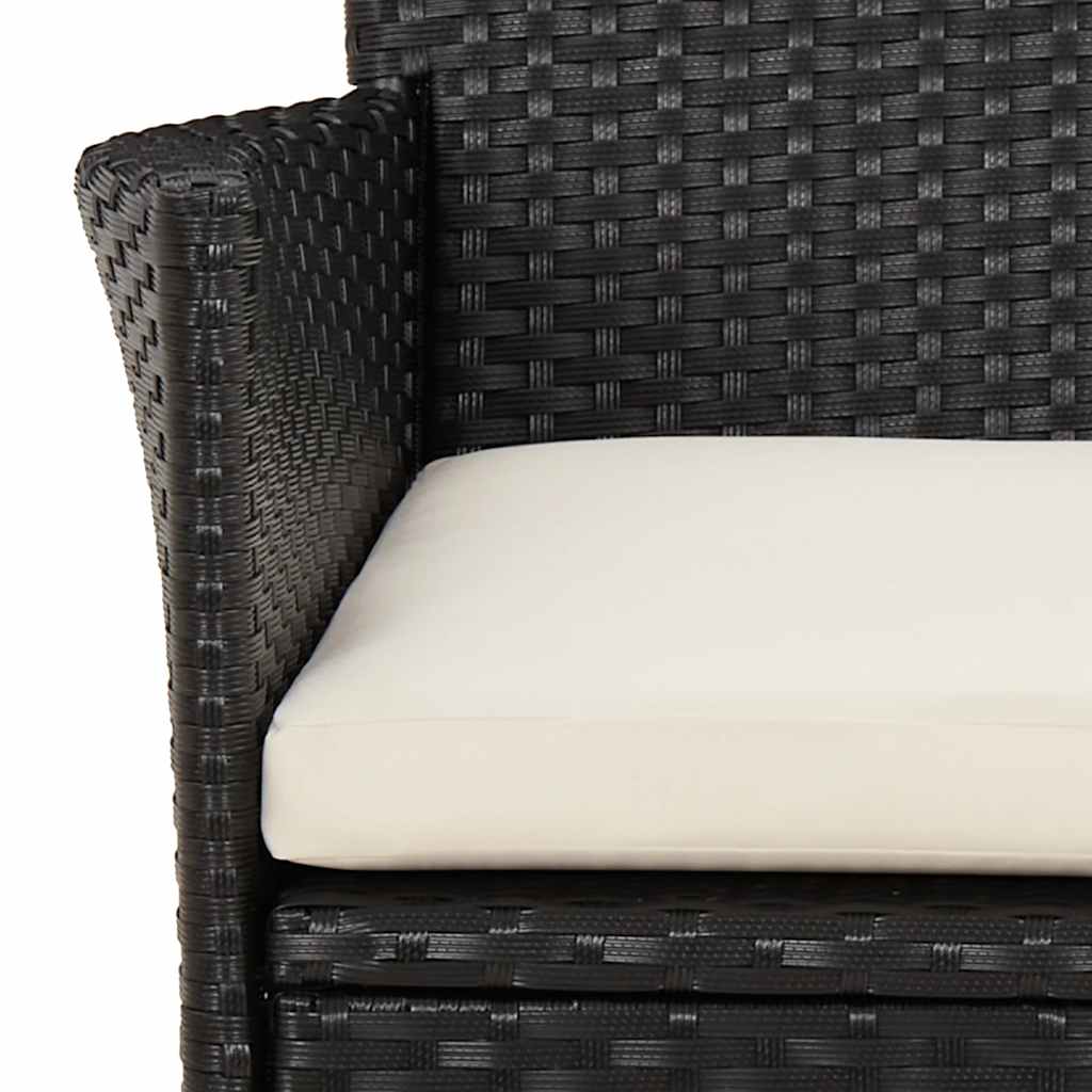 Garden Chairs with Cushions 2 pcs Black Poly Rattan (UK/IE/FI/NO only)