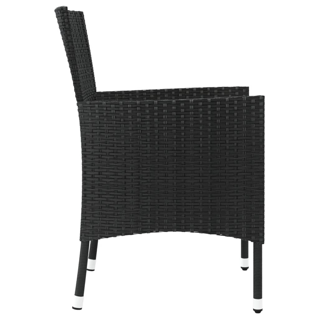 vidaXL Garden Chairs with Cushions 4 pcs Black Poly Rattan