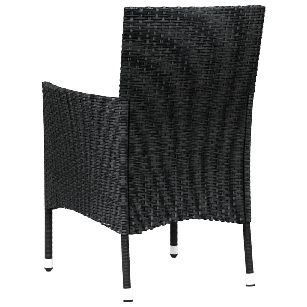 vidaXL Garden Chairs with Cushions 4 pcs Black Poly Rattan