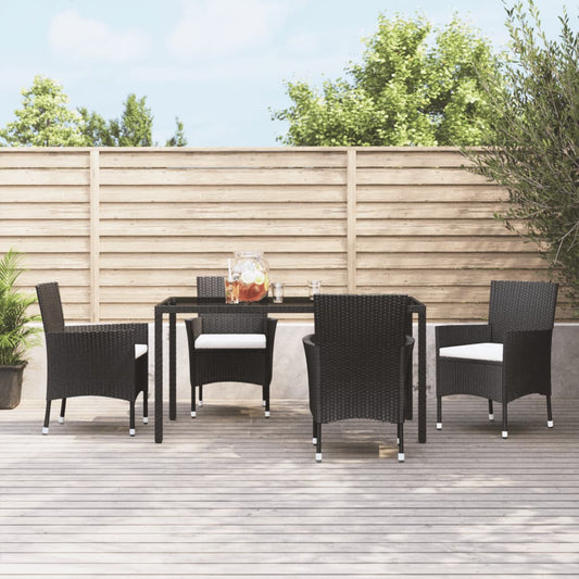 vidaXL Garden Chairs with Cushions 4 pcs Black Poly Rattan