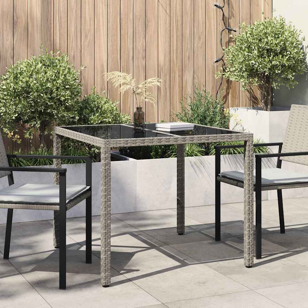Garden Table Grey 90 x 90 x 75 cm Poly Rattan