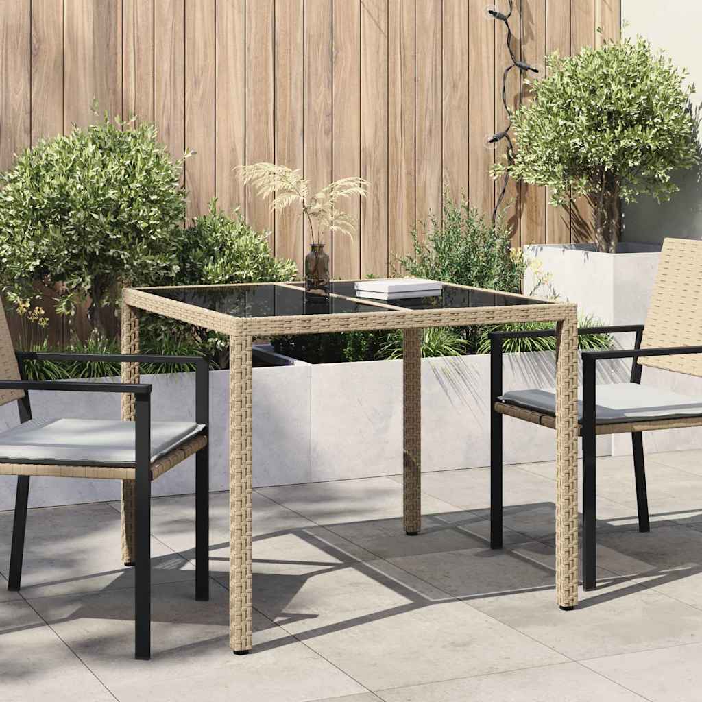 Garden Table Beige 90 x 90 x 75 cm Poly Rattan