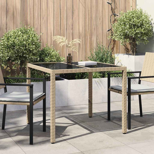 Garden Table Beige 90 x 90 x 75 cm Poly Rattan