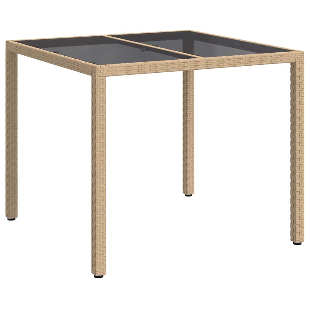 Garden Table Beige 90 x 90 x 75 cm Poly Rattan