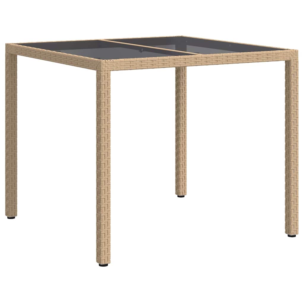 Garden Table Beige 90 x 90 x 75 cm Poly Rattan