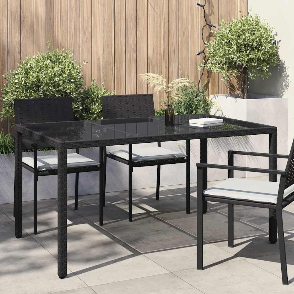 Garden Table Black 150 x 90 x 75 cm Poly Rattan