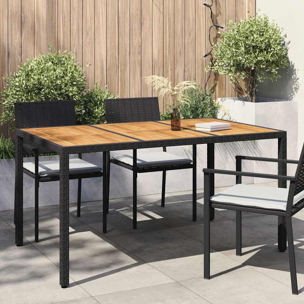 Garden Table Black 150 x 90 x 75 cm Poly Rattan