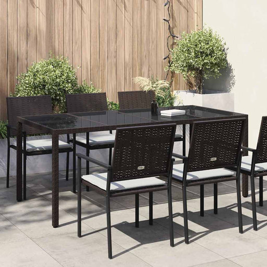 Garden Table Brown Poly Rattan