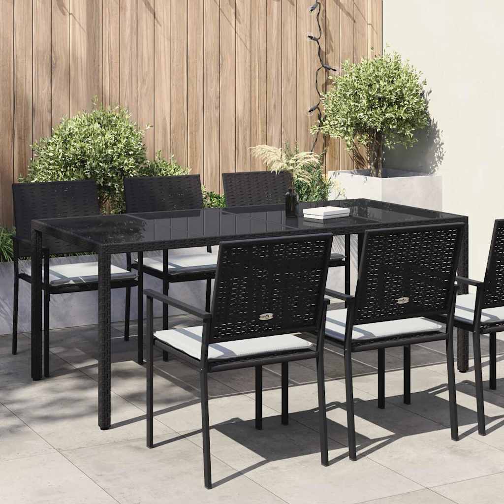 Garden Table Black 190 x 90 x 75 cm Poly Rattan