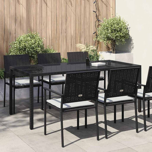 Garden Table Black Poly Rattan