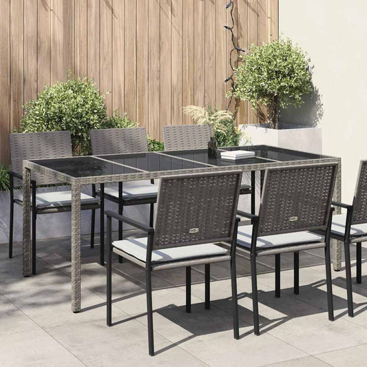 Garden Table Grey Poly Rattan