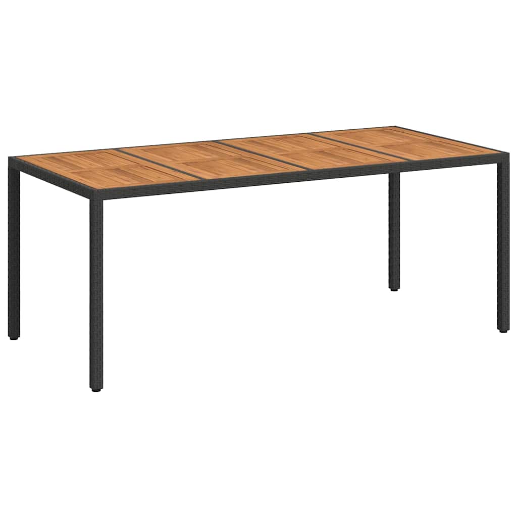 Garden Table Black 190 x 90 x 75 cm Poly Rattan