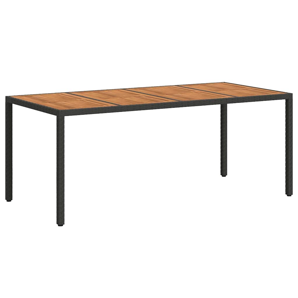 Garden Table Black 190 x 90 x 75 cm Poly Rattan