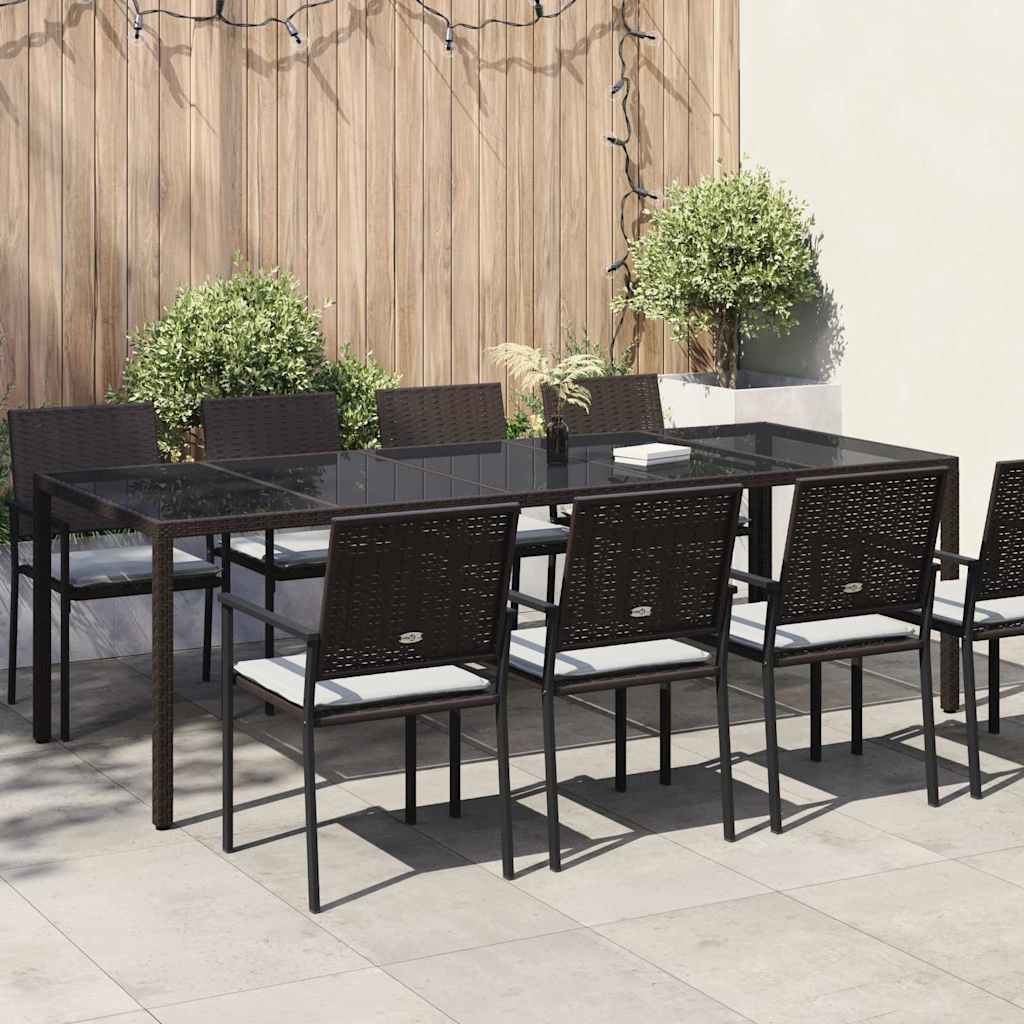 Garden Table Brown 250 x 100 x 75 cm Poly Rattan