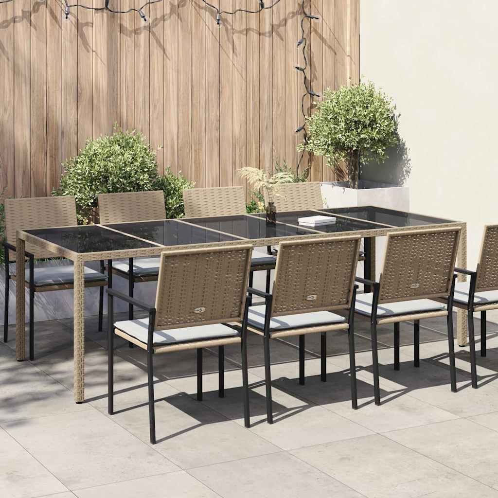 Garden Table Beige 250 x 100 x 75 cm Poly Rattan