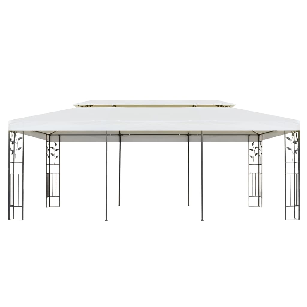 Gazebo with Double Roof White 6x3 m Steel