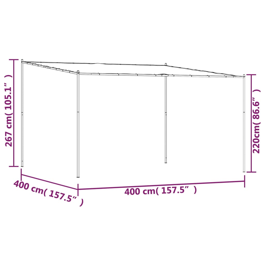 vidaXL Gazebo Anthracite 4x4 m 180 g/m² Fabric and Steel