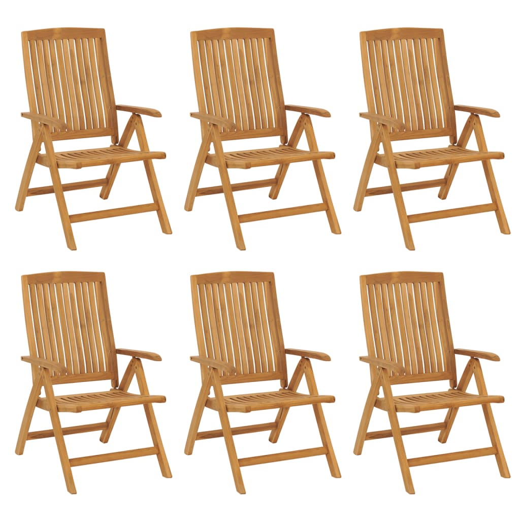 Reclining Garden Chair | Set of 6 | Natural teak | Solid teak wood