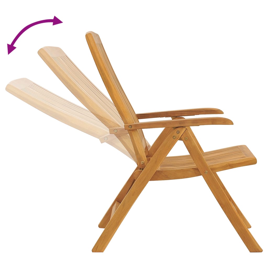 Reclining Garden Chair | Set of 6 | Natural teak | Solid teak wood