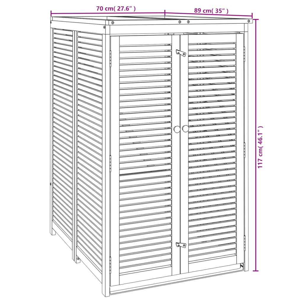 vidaXL Single Garbage Bin Shed 70x89x117 cm Solid Wood Acacia