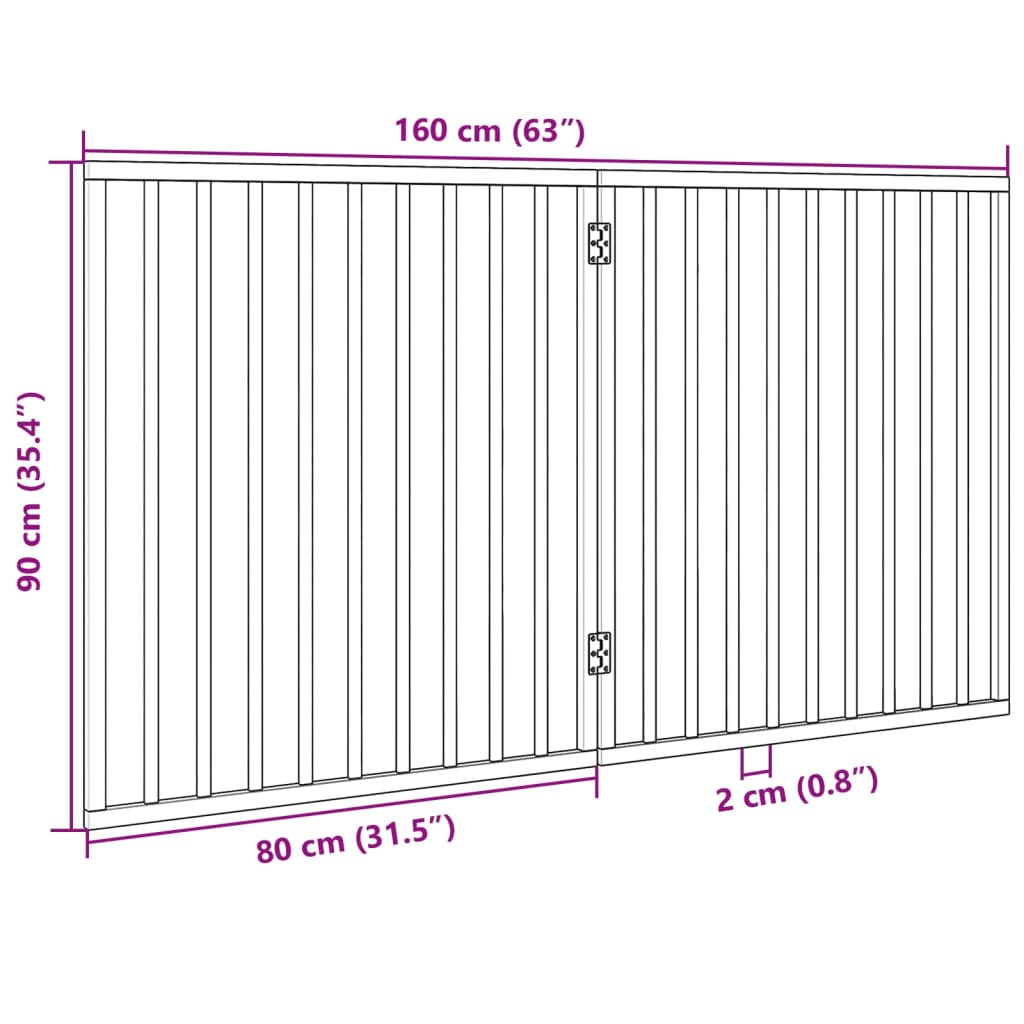 vidaXL Dog Gate Foldable 2 Panels 160 cm Poplar Wood