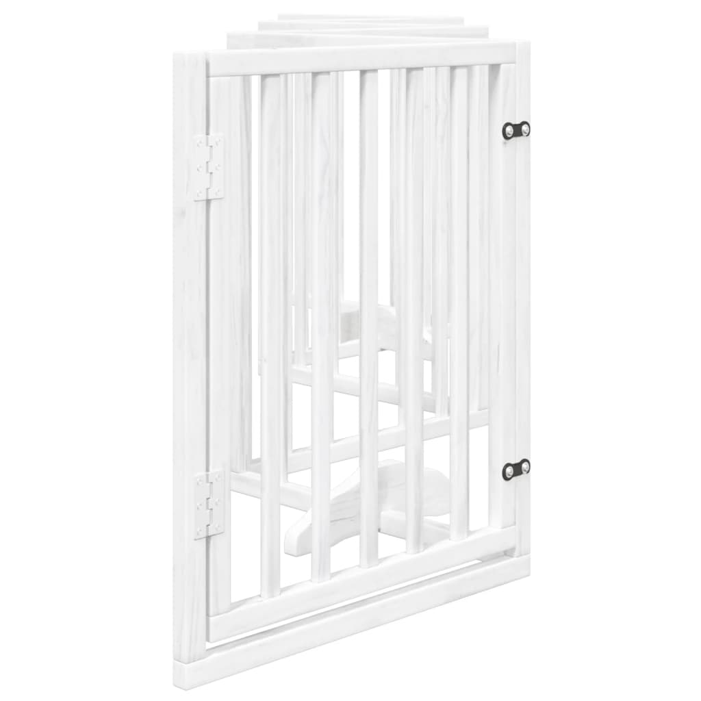 vidaXL Dog Gate with Door Foldable 6 Panels White 300 cm Poplar Wood