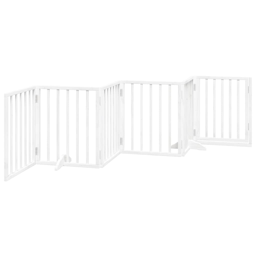 vidaXL Dog Gate with Door Foldable 6 Panels White 300 cm Poplar Wood