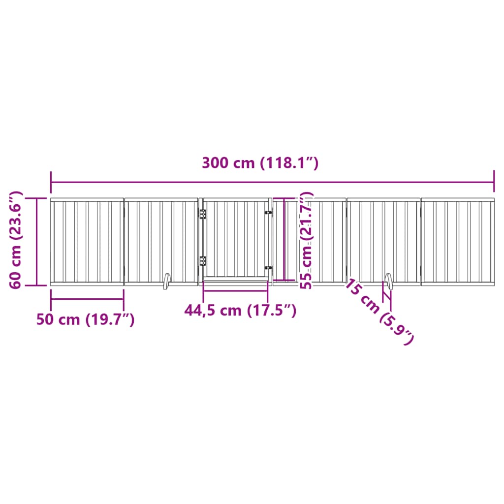 vidaXL Dog Gate with Door Foldable 6 Panels White 300 cm Poplar Wood