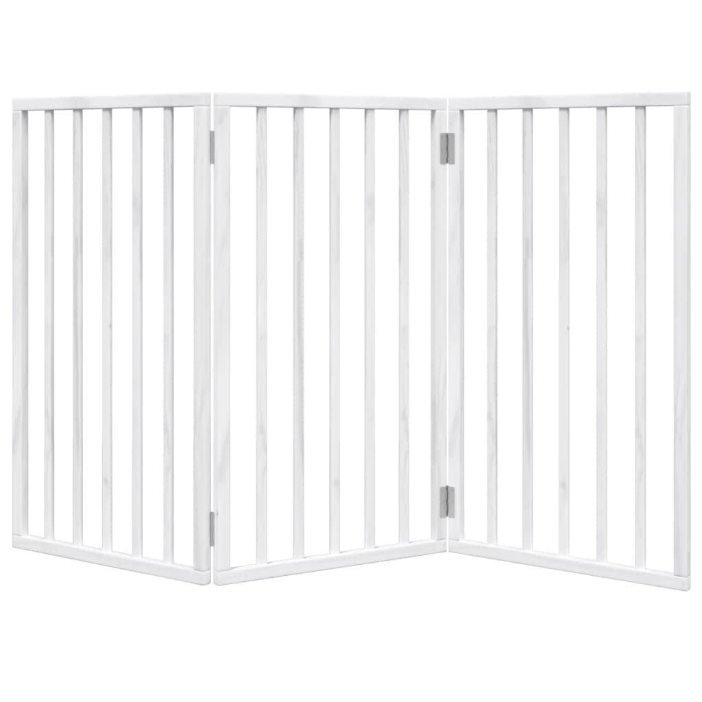 vidaXL Dog Gate Foldable 3 Panels White 150 cm Poplar Wood