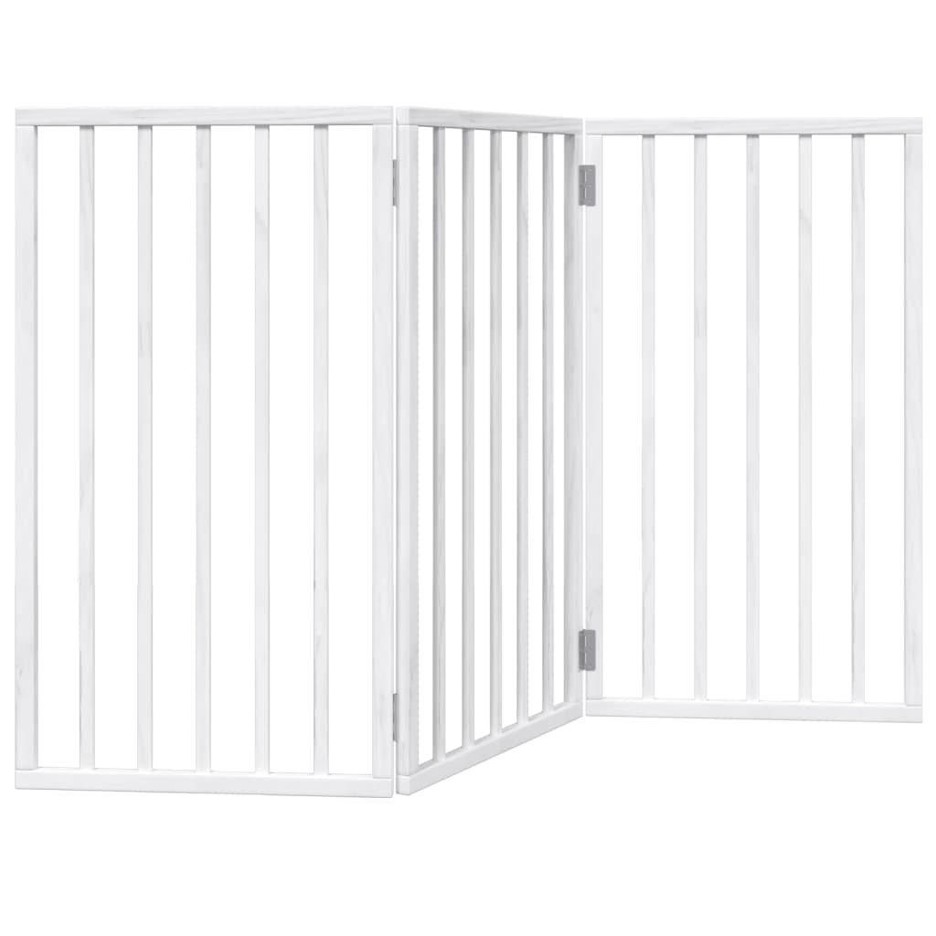 vidaXL Dog Gate Foldable 3 Panels White 150 cm Poplar Wood