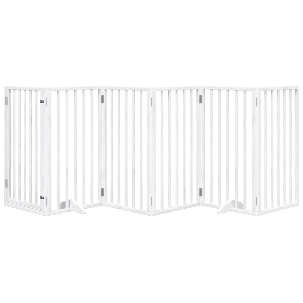 vidaXL Dog Gate with Door Foldable 6 Panels White 300 cm Poplar Wood