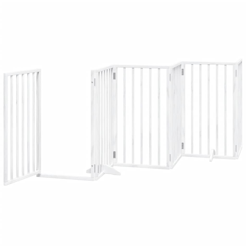 vidaXL Dog Gate with Door Foldable 6 Panels White 300 cm Poplar Wood