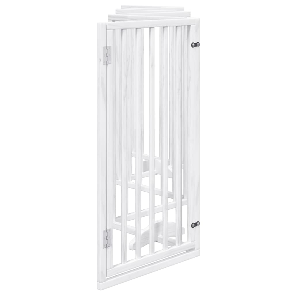 vidaXL Dog Gate with Door Foldable 6 Panels White 300 cm Poplar Wood