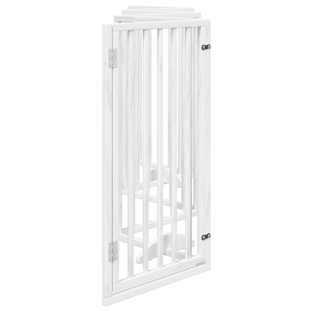 Dog Gate with Door Foldable 6 Panels White 300 cm Poplar Wood