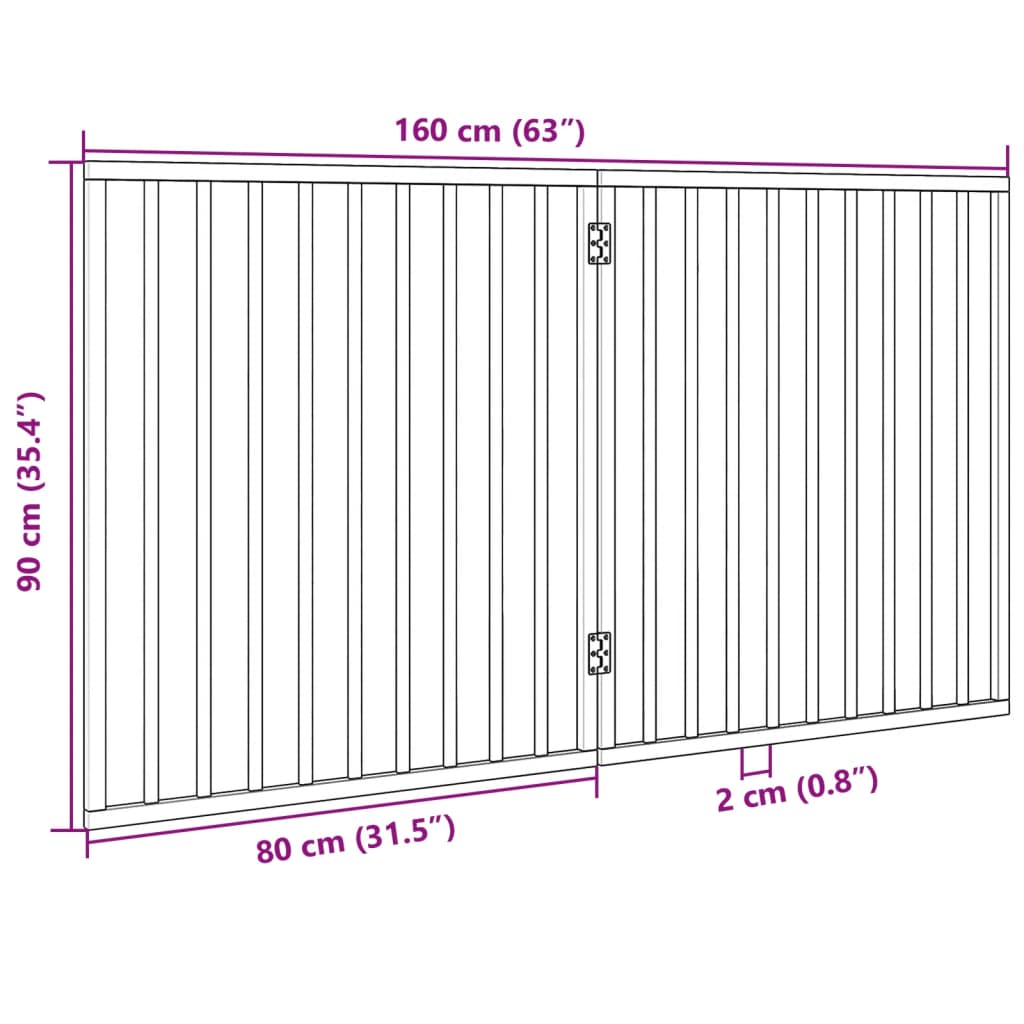 vidaXL Dog Gate Foldable 2 Panels White 160 cm Poplar Wood