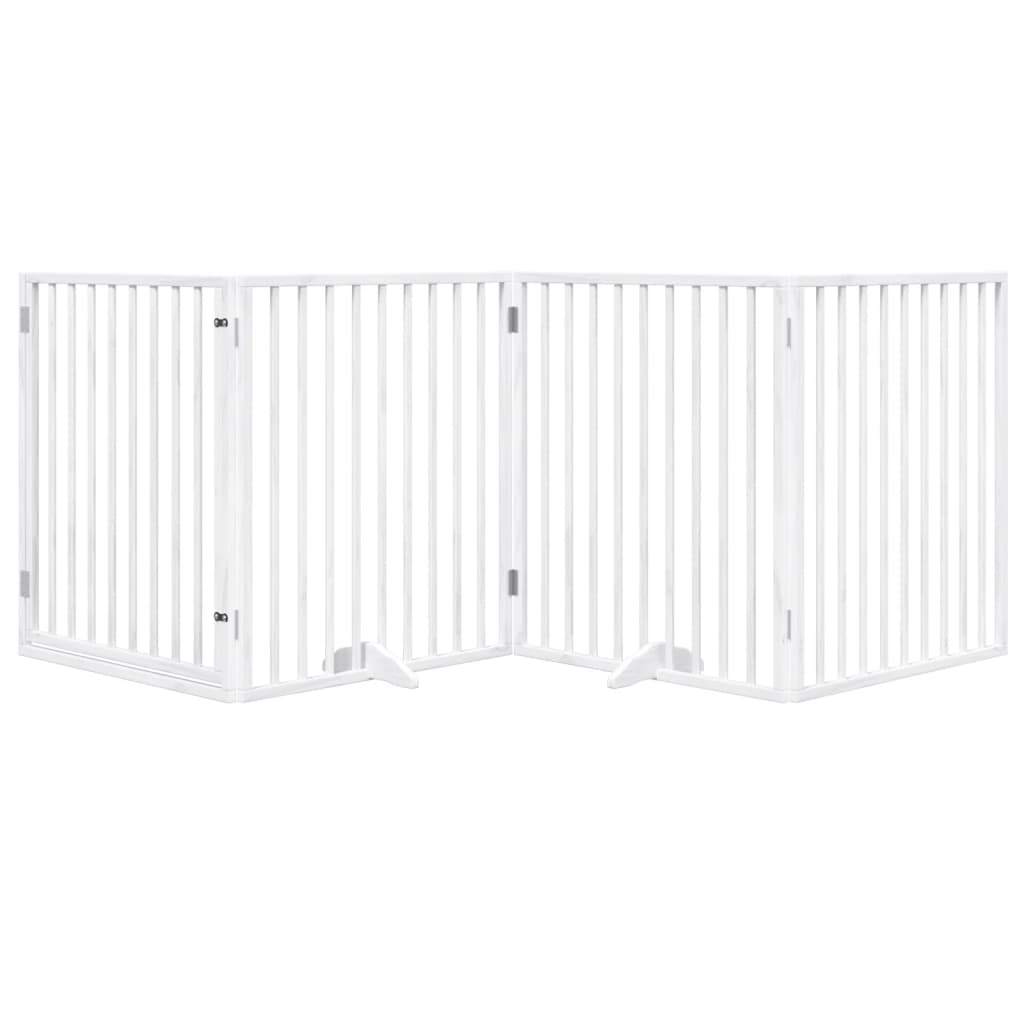 vidaXL Dog Gate with Door Foldable 4 Panels White 320 cm Poplar Wood